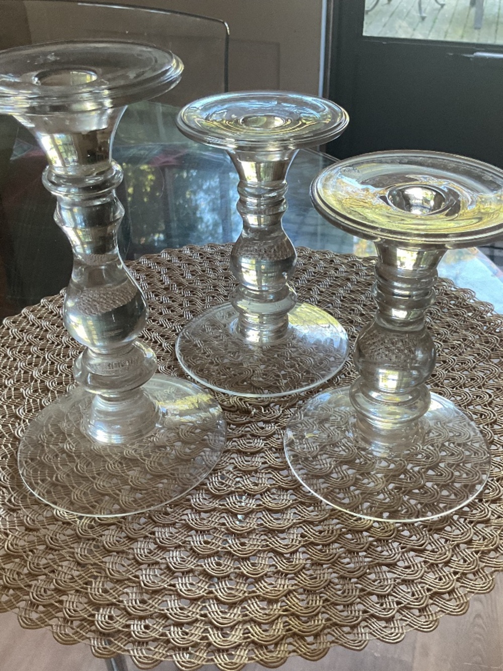 Glass candle sticks.